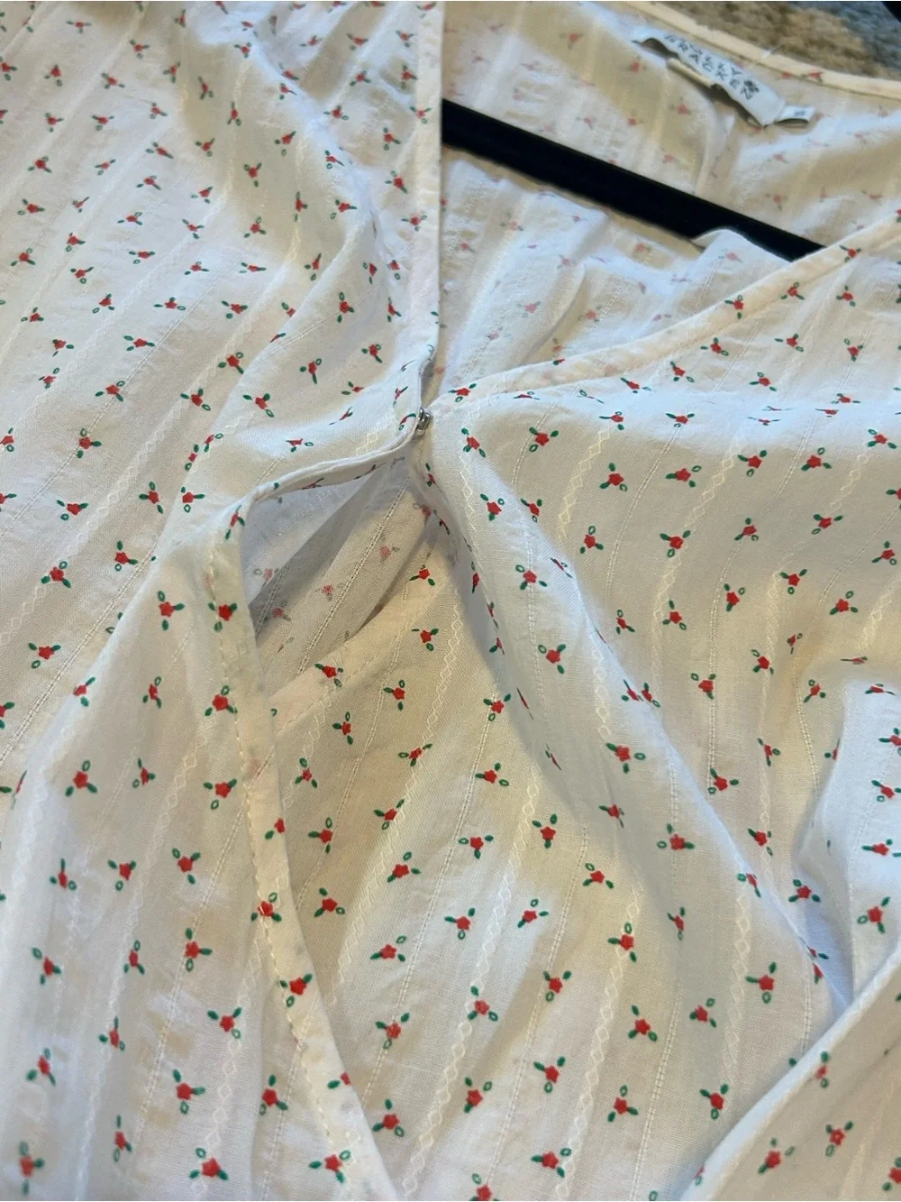 Molly Bracken White Mini Wrap Dress with Red Floral Print
